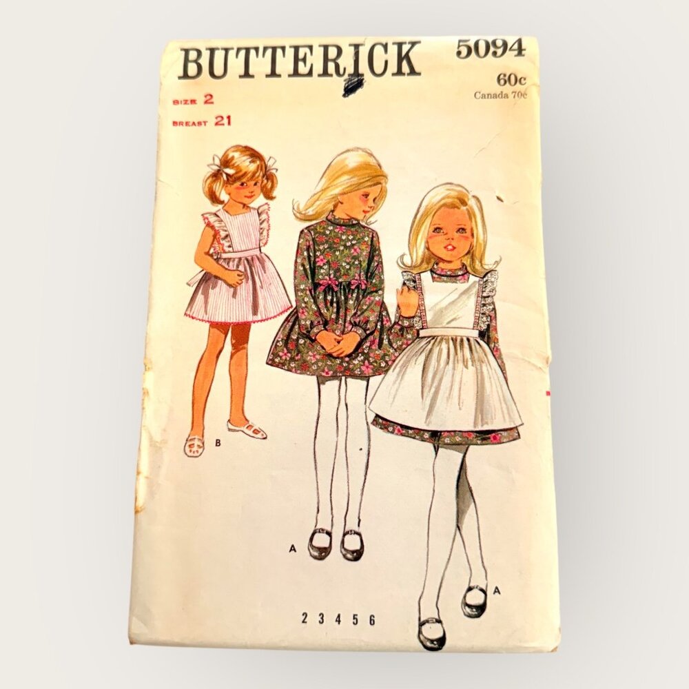 Vintage Butterick Sewing Pattern 5094 Girls Dress Pinafore Size 2